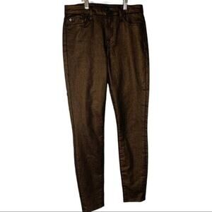7 For All Mankind Pants Women's Sz 26 Urban Metallic Bronze Skinny Ankle